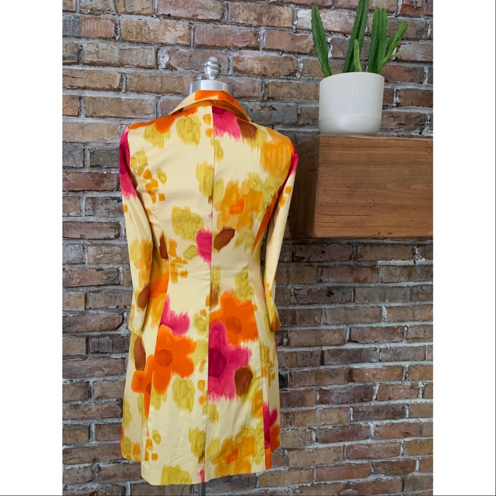 F.L. Malik Floral Multi Long Button Coat Jacket - Picture 3 of 9